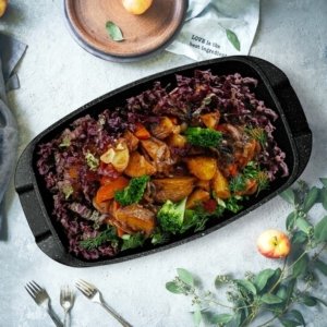 Duża brytfanna / gęsiarka marmurkowa ceramiczna Zilner – 5,5 L, Non-Stick, AROMA Knob